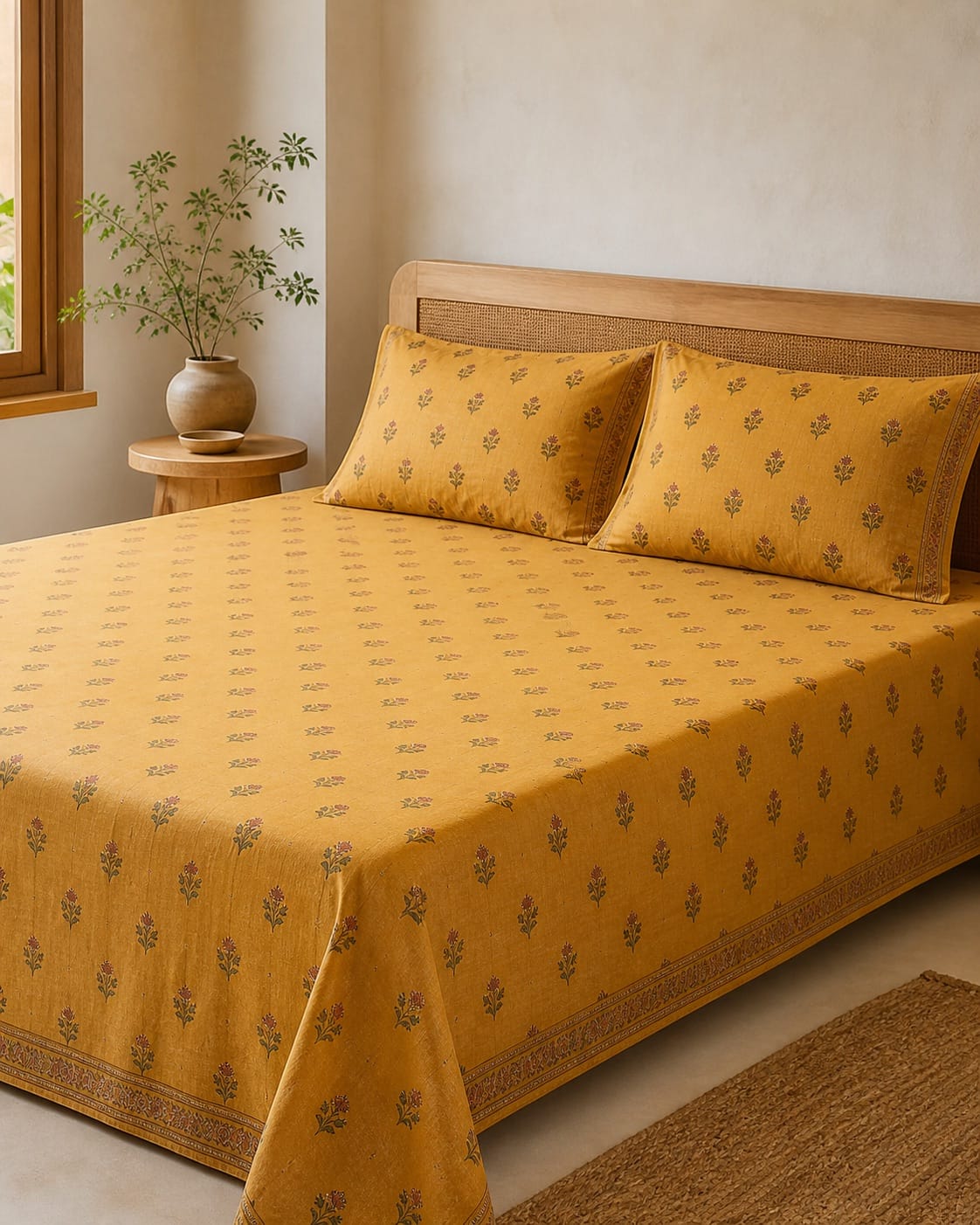 [Demo] Indigo Bel Queen Bedsheet Set styled product photograph