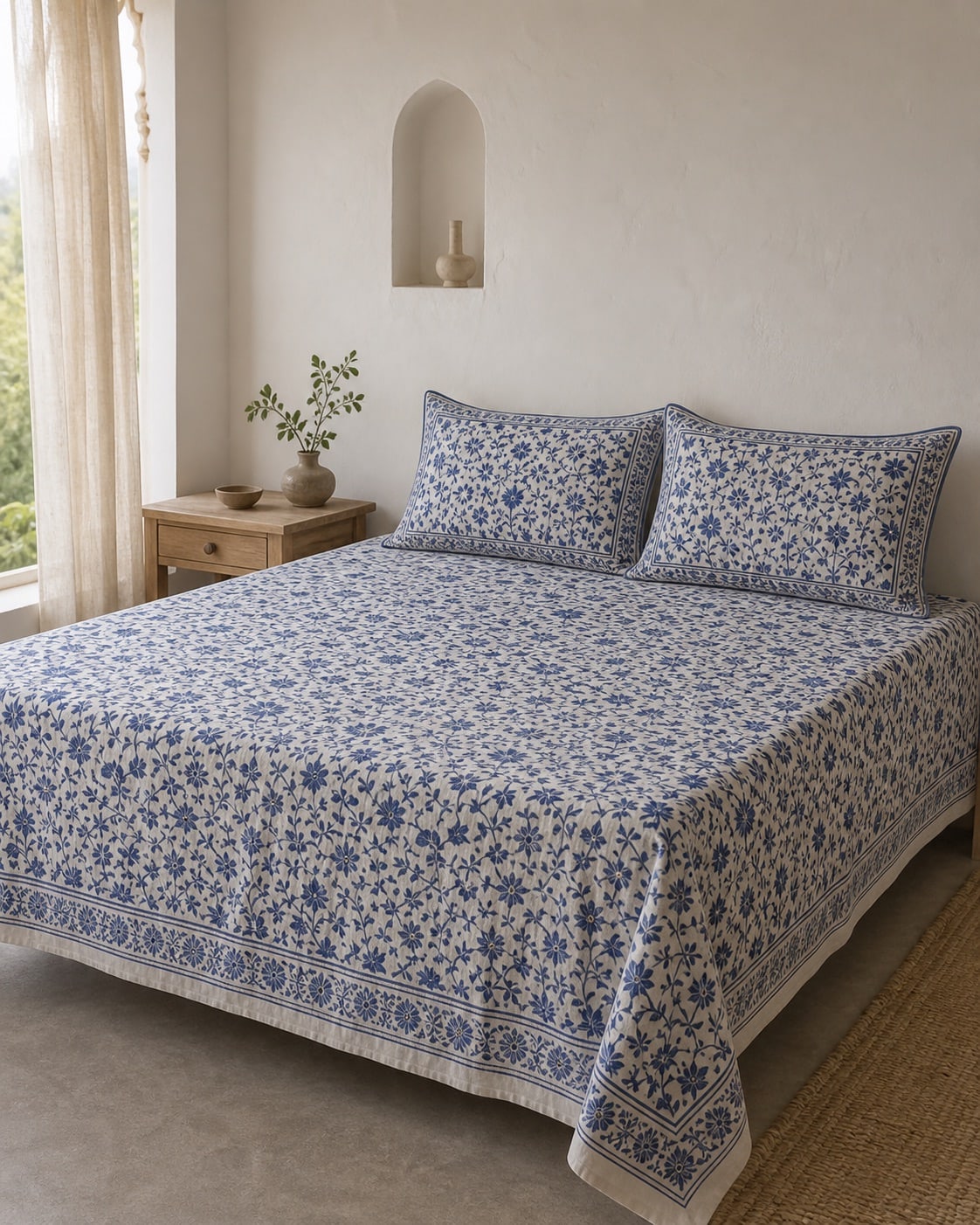 [Demo] Sunehri Boota King Bedsheet Set styled demo photograph