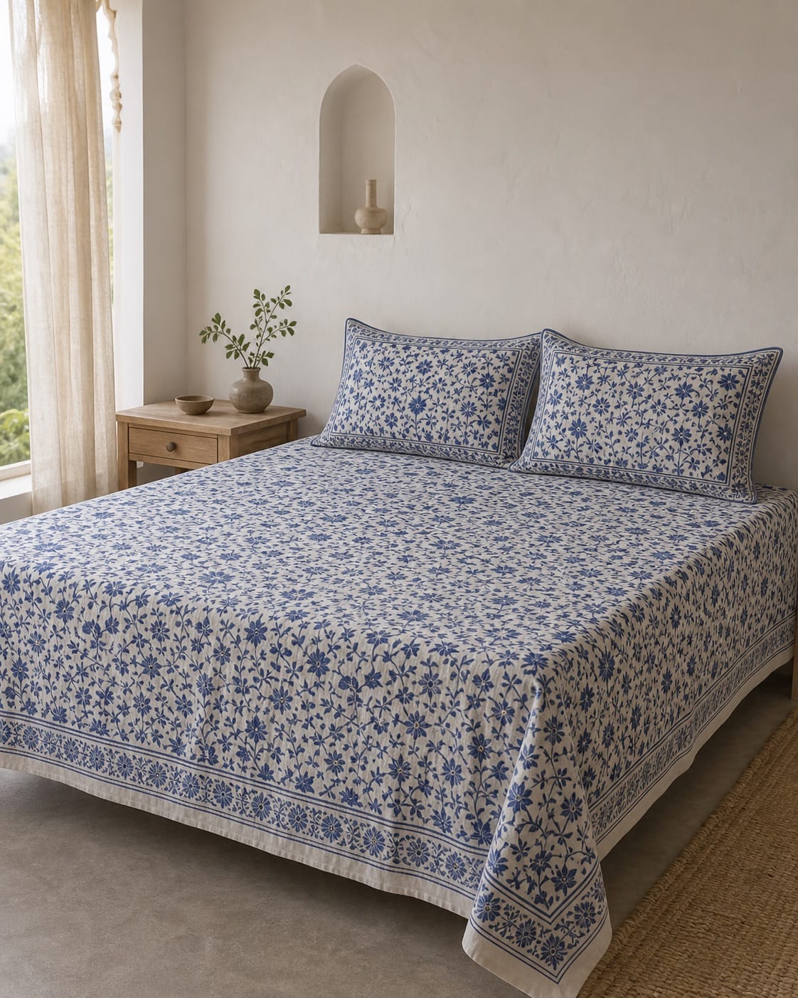 Bedsheets collection in a Jaipur-inspired home