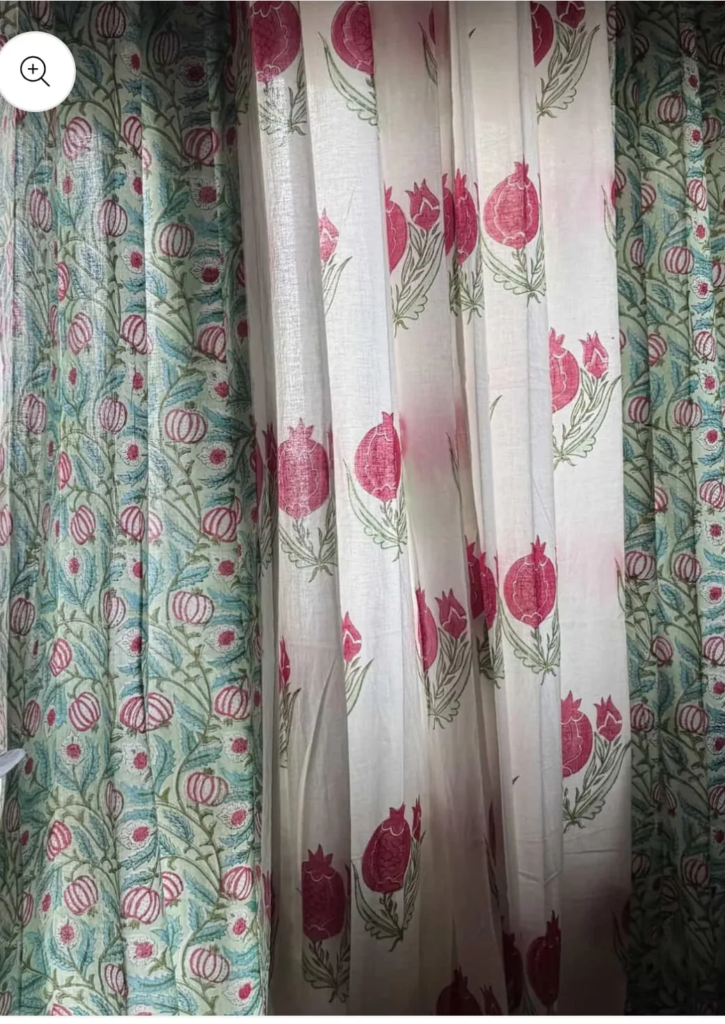 Original product photo of Aqua Anar Vine & Rani Pomegranate Coordinated Pure Cotton Curtains