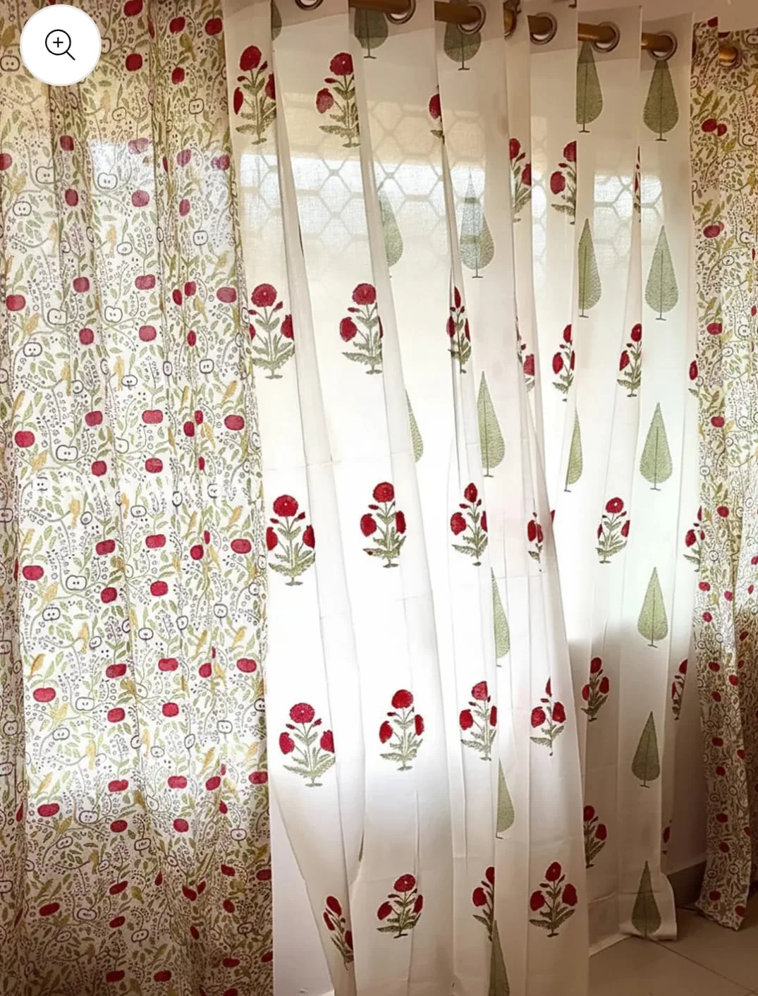 Original product photo of Crimson Berry Meadow & Cypress Coordinated Pure Cotton Curtains