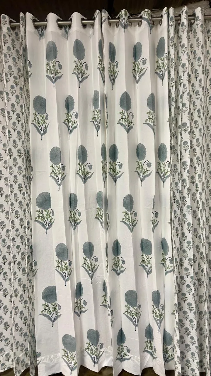 Original product photo of Slate Pompom & Mini Blossom Coordinated Pure Cotton Curtains