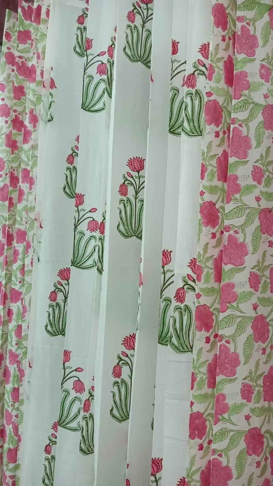 Original product photo of Rose Garden Jaal & Lotus Sprig Coordinated Pure Cotton Curtains