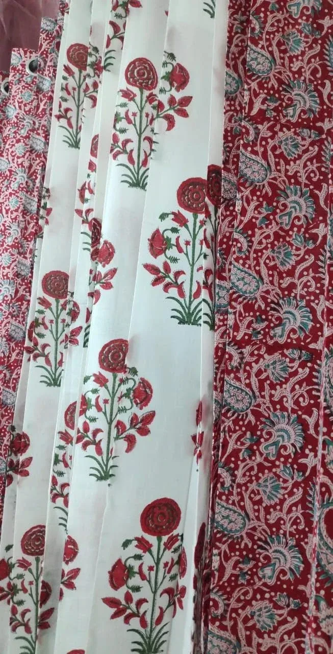 Original product photo of Ruby Floral Jaal & Crimson Bloom Coordinated Pure Cotton Curtains