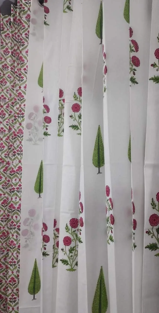 Original product photo of Rani Rose & Olive Cypress Coordinated Pure Cotton Curtains