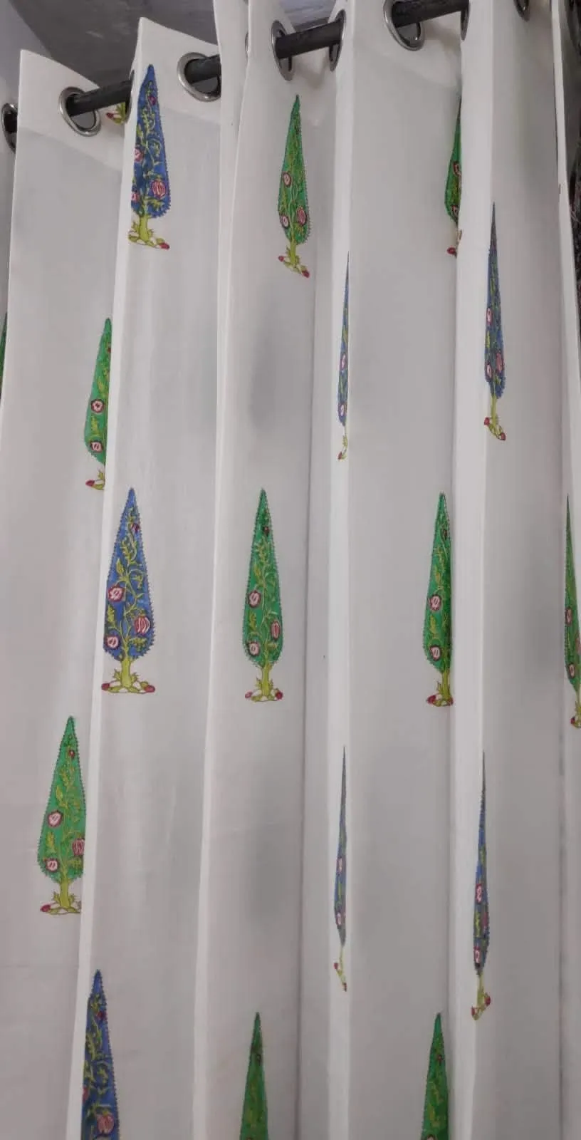Original product photo of Multicolour Cypress Motif Pure Cotton Curtains