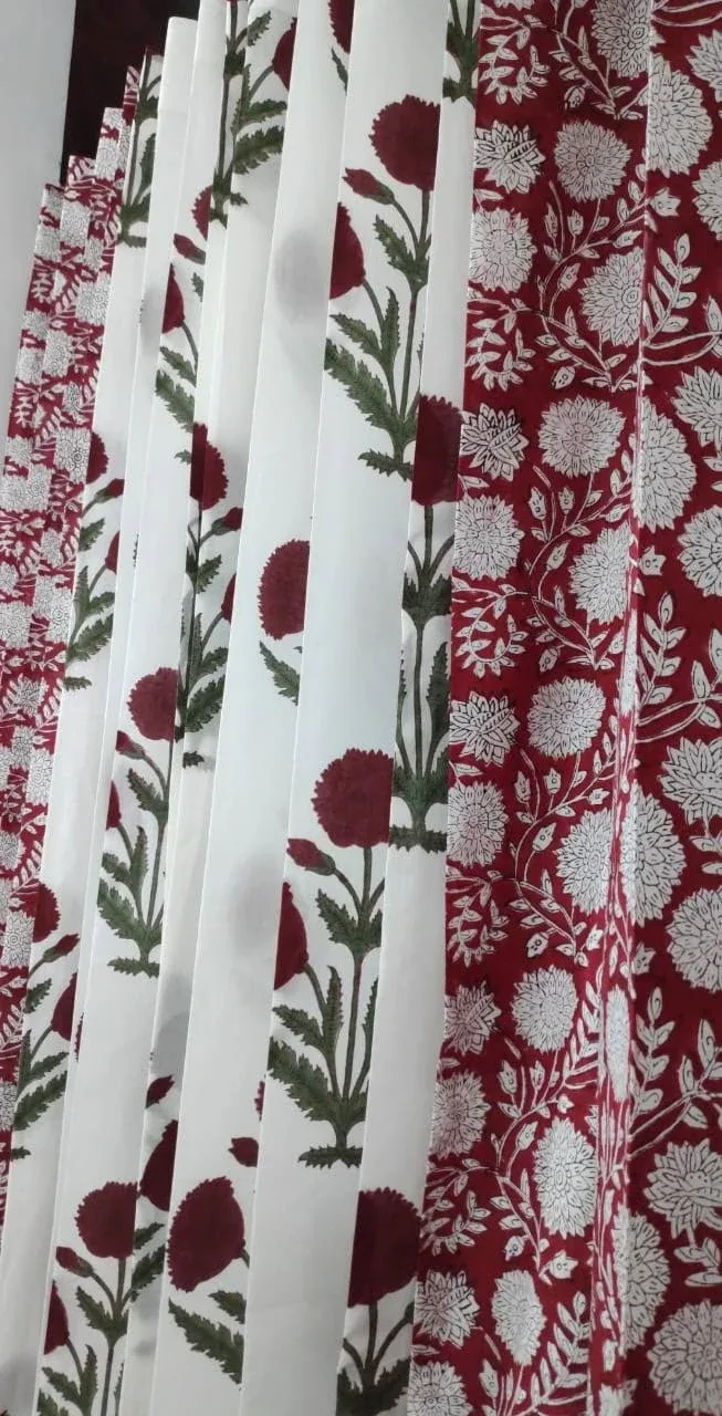 Original product photo of Ruby Blossom Jaal & Pomegranate Bloom Coordinated Pure Cotton Curtains