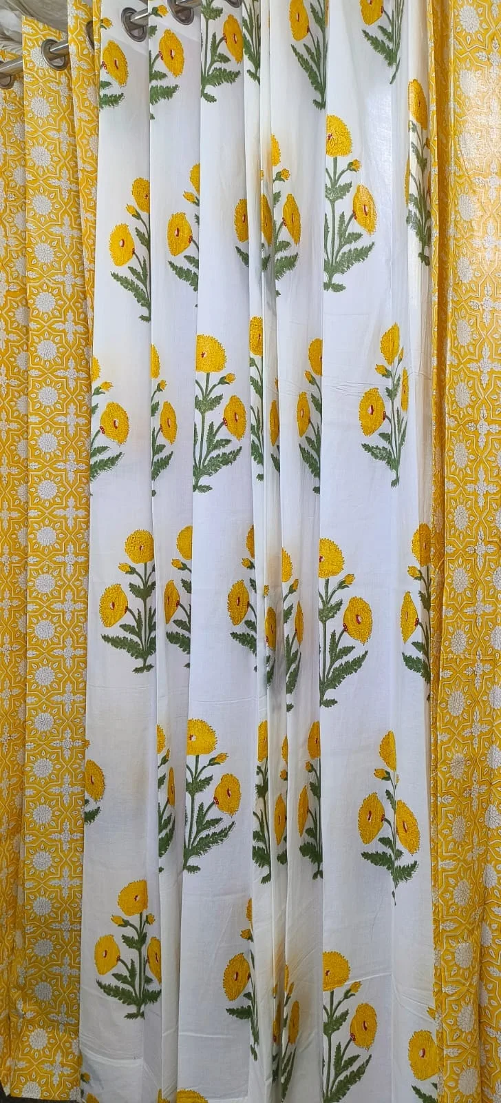 Original product photo of Marigold Medallion Coordinated Pure Cotton Curtains