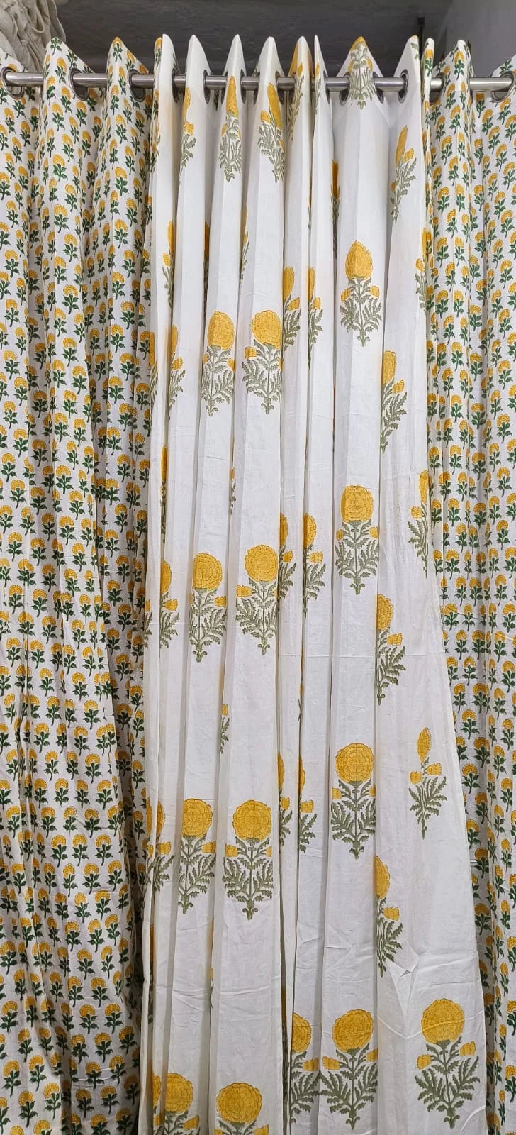 Original product photo of Mustard Marigold Bud & Bloom Coordinated Pure Cotton Curtains