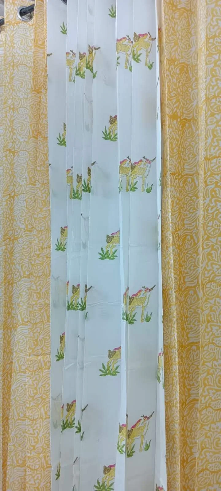 Original product photo of Mustard Texture & Gajraj Meadow Coordinated Pure Cotton Curtains