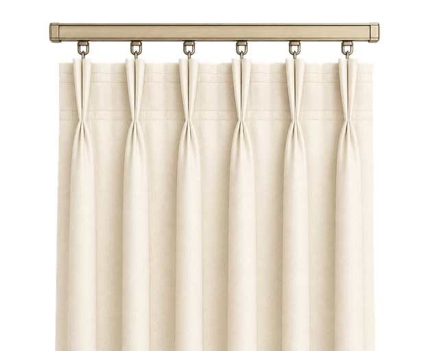 Channel fitting: Pleats hung from a track